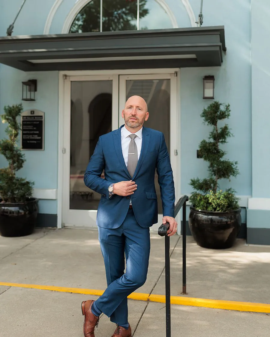 Eric Morgan outside a commercial office building